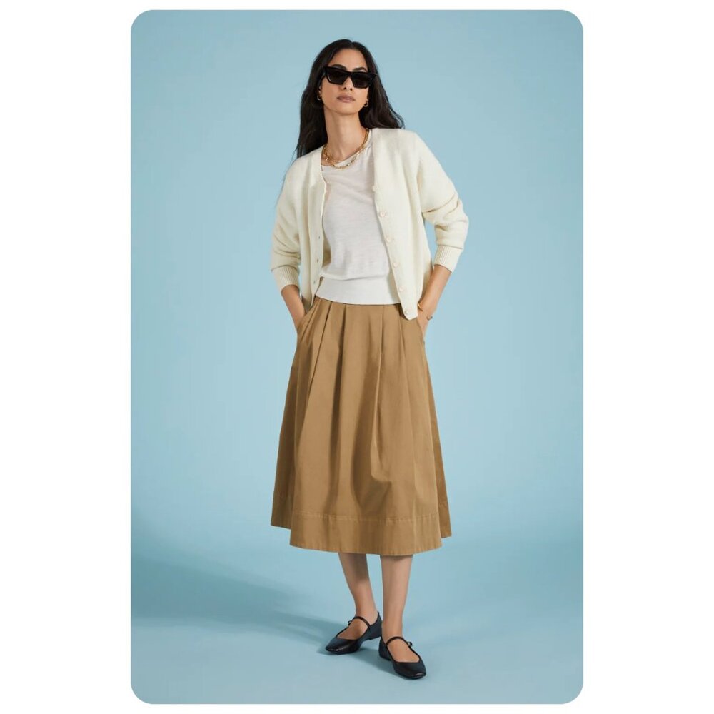 !! NWT Baukjen Taupe Renee Upcycled Midi Skirt sz US 10